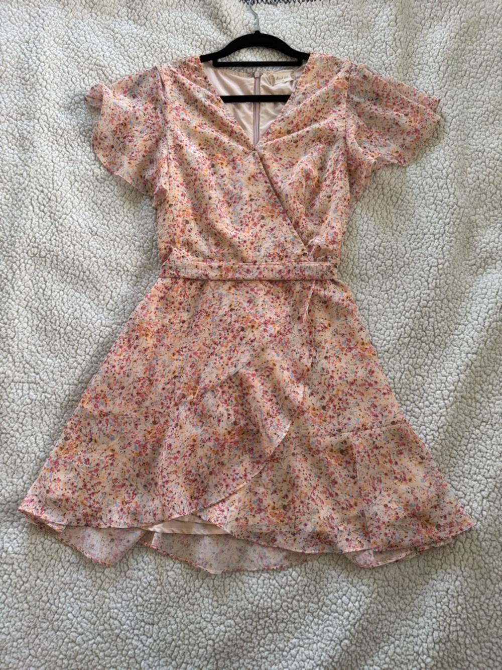 Altar'd State Peach Floral Wrap Mini Dress